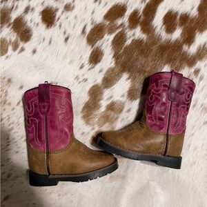Brown and Pink Cowboy Boots
